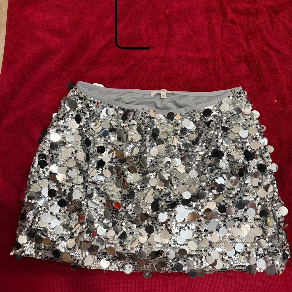 Silver Sequin Mini Skirt